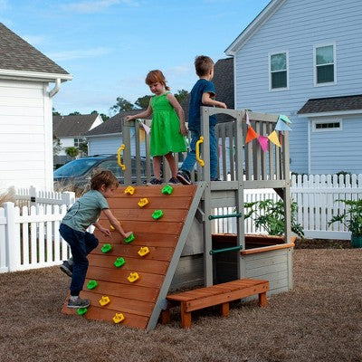Wooden Playhouse Kit with Climbing Ramp for Kids
