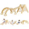 Wooden Climbing Arch with Three Way Slide Board