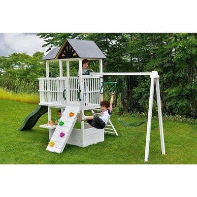 Workshop Style Wooden Play Complex with Slide Climb
