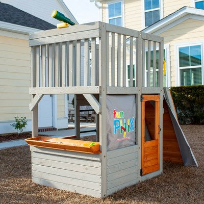 Wooden Playhouse Kit with Climbing Ramp for Kids