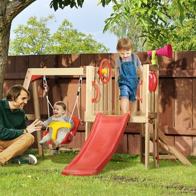 Four Activities Wooden Outdoor Swing Set for Kids