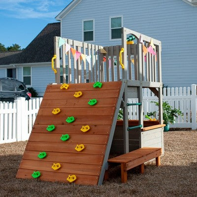 Wooden Playhouse Kit with Climbing Ramp for Kids