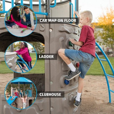 Taller Climbing Tower with Slide and Hanging Elements