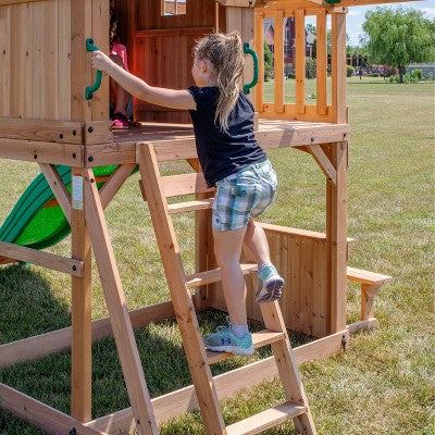 Large Wooden Playset with Two Separate Activity Zones