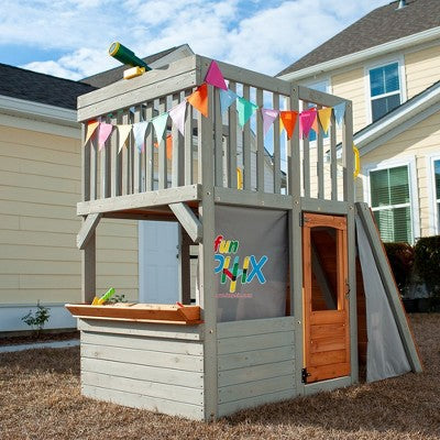 Wooden Playhouse Kit with Climbing Ramp for Kids